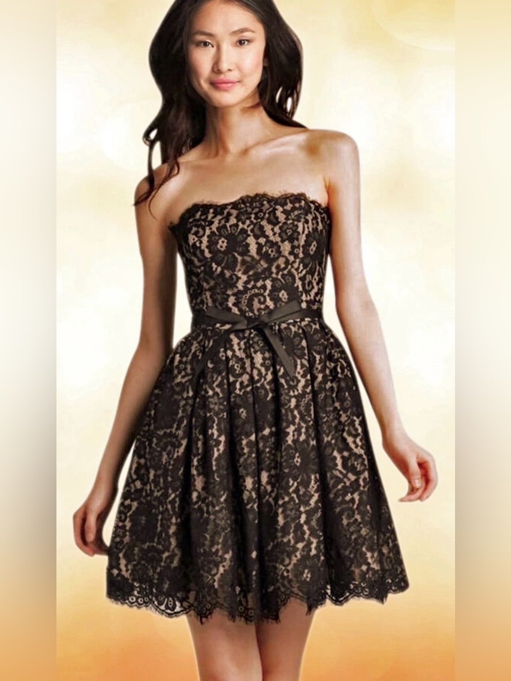 Robert Rodriguez x Target Neiman Marcus Strapless Black Lace Dress Size 8